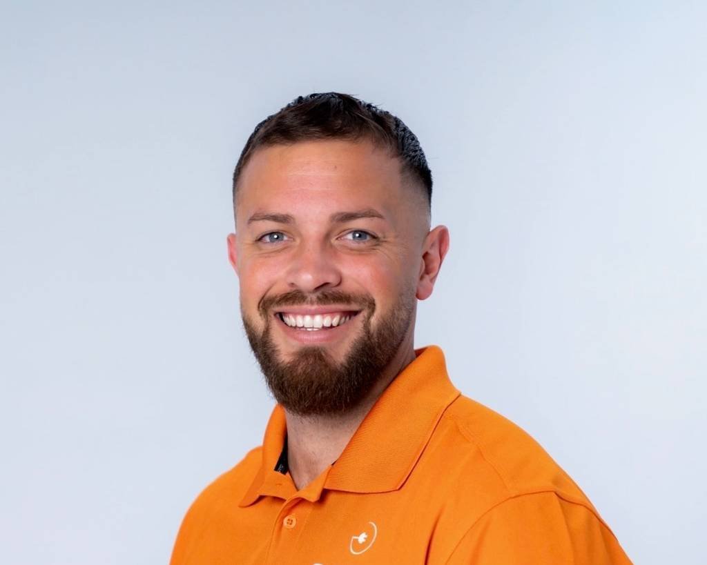 Eric Layden in a PlugPV polo shirt